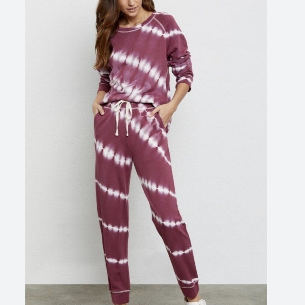 Rails Tie Dye Theo Cranberry Burgundy Pant Set 2 piece lounge NEW